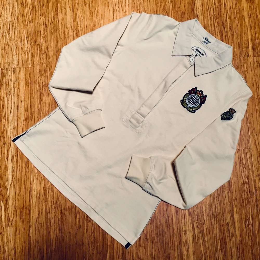 Sebago Women's Cream Crested Rugby Shirt Medium